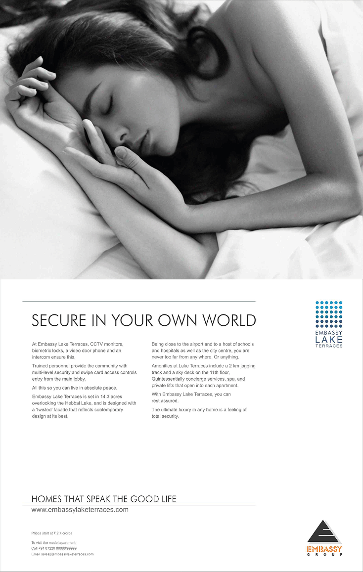 Embassy Lake Terraces Print advertisement by Bask Creative — Secure in your own world