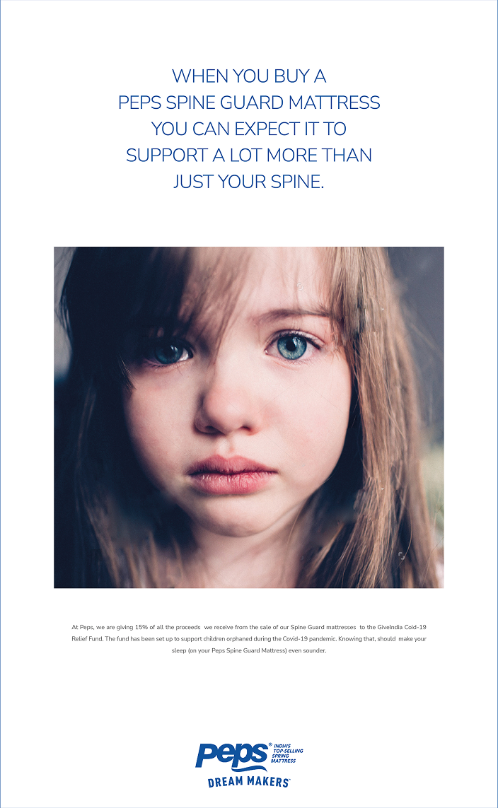 Peps Mattresses Print advertisement by Bask Creative — When you buy a Peps Spine Guard mattress you can expect it to support a lot more than just your spine.